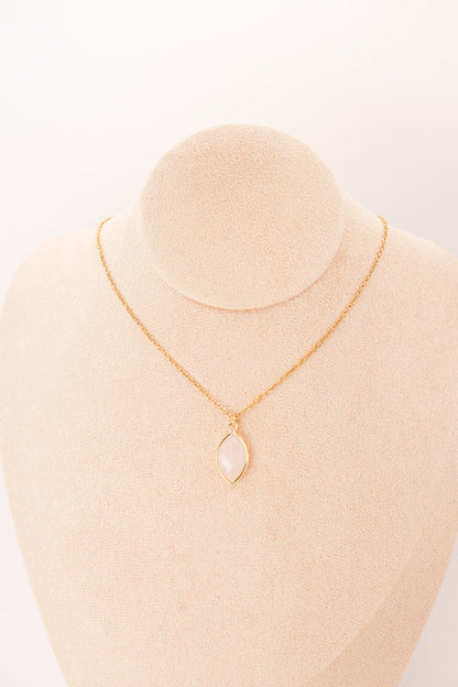 Pendentif Amande en Quartz Rose