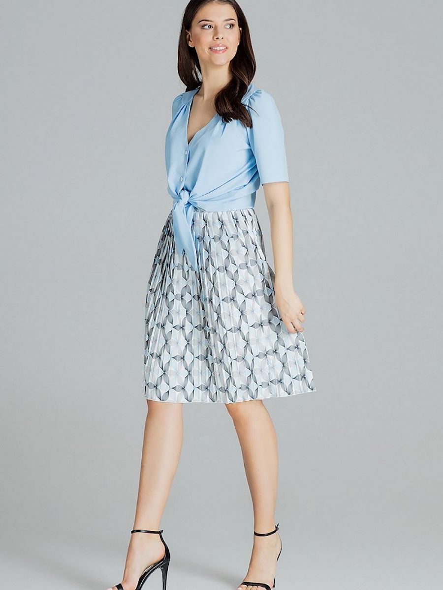 Jupe midi plissée à motif Lenitif – Élégance moderne et confort assuré